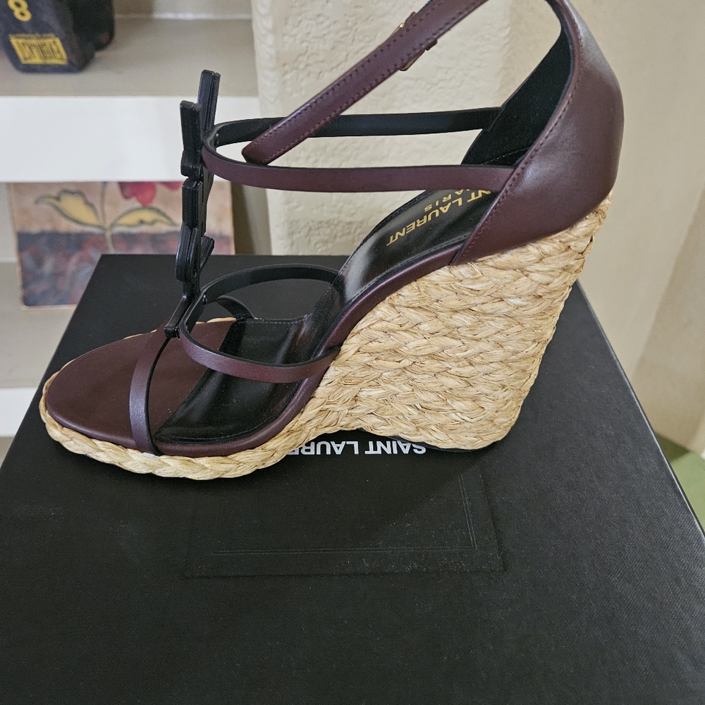 Saint Laurent Cassandra 105 Wedge Sandals - Picture 10 of 10